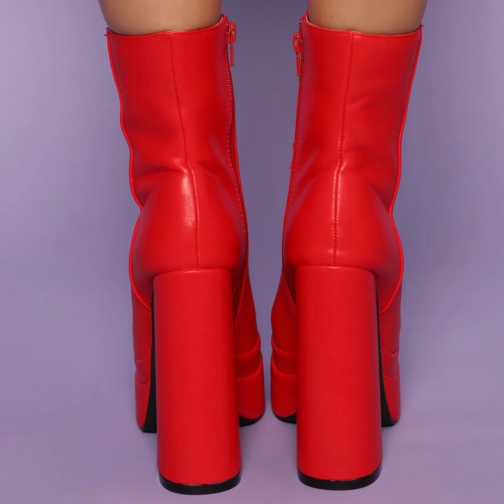 Red Platform bootie heels